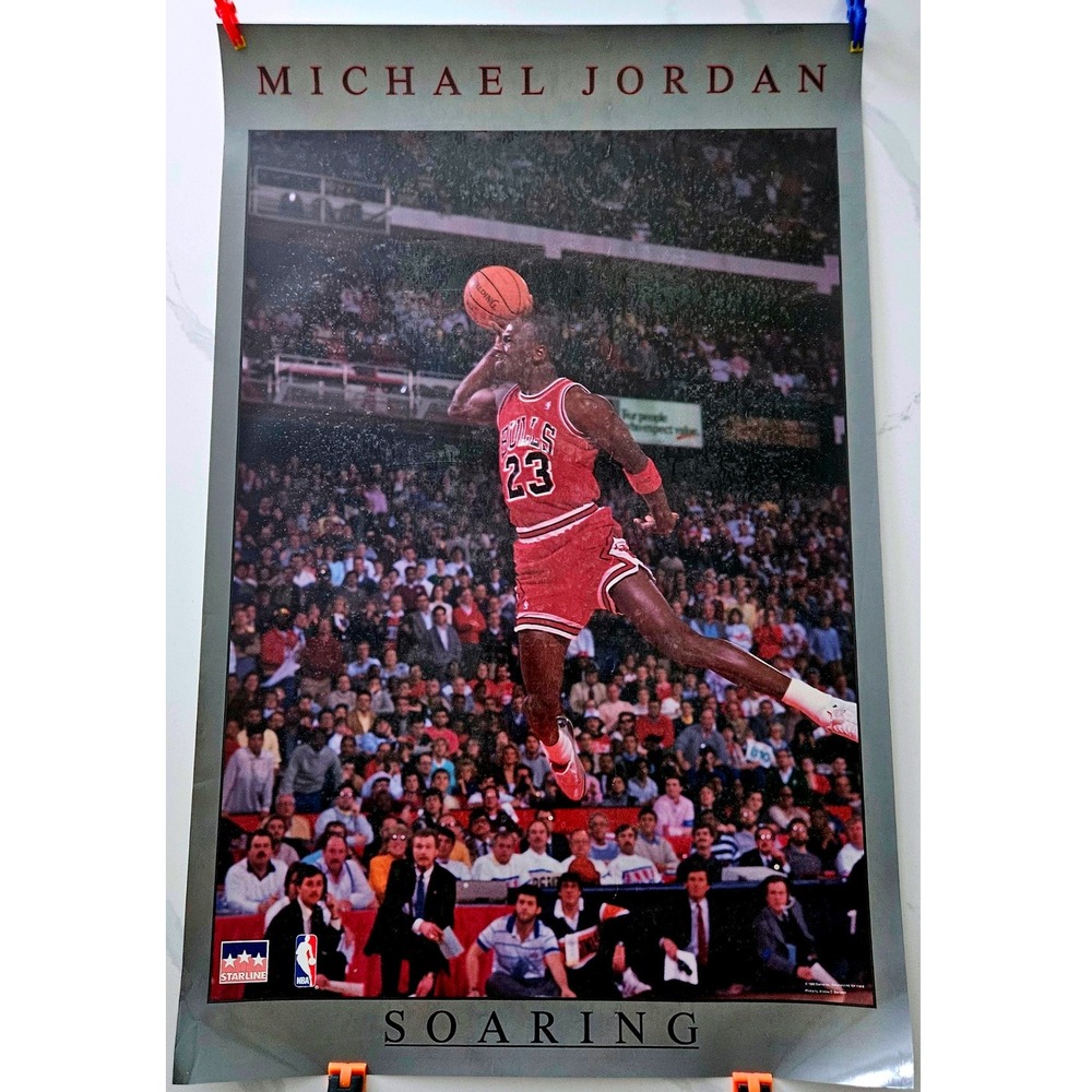Vintage 1988 Michael‎ Jordan Soaring Poster Chicago Bulls NBA Starline 22x34 80s